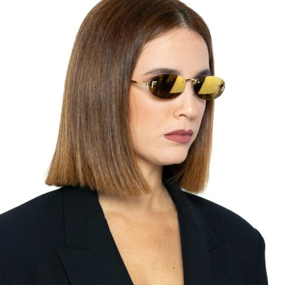 Fendi FIRST CRYSTAL Women Sunglasses Yellow Gold Oval FE4075US 30L AUTHENTENTIC - Picture 14 of 14